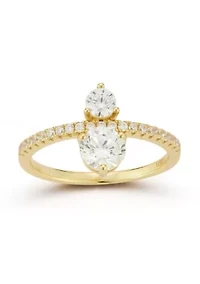 Sterling Silver Cubic Zirconia Two-Stone Ring