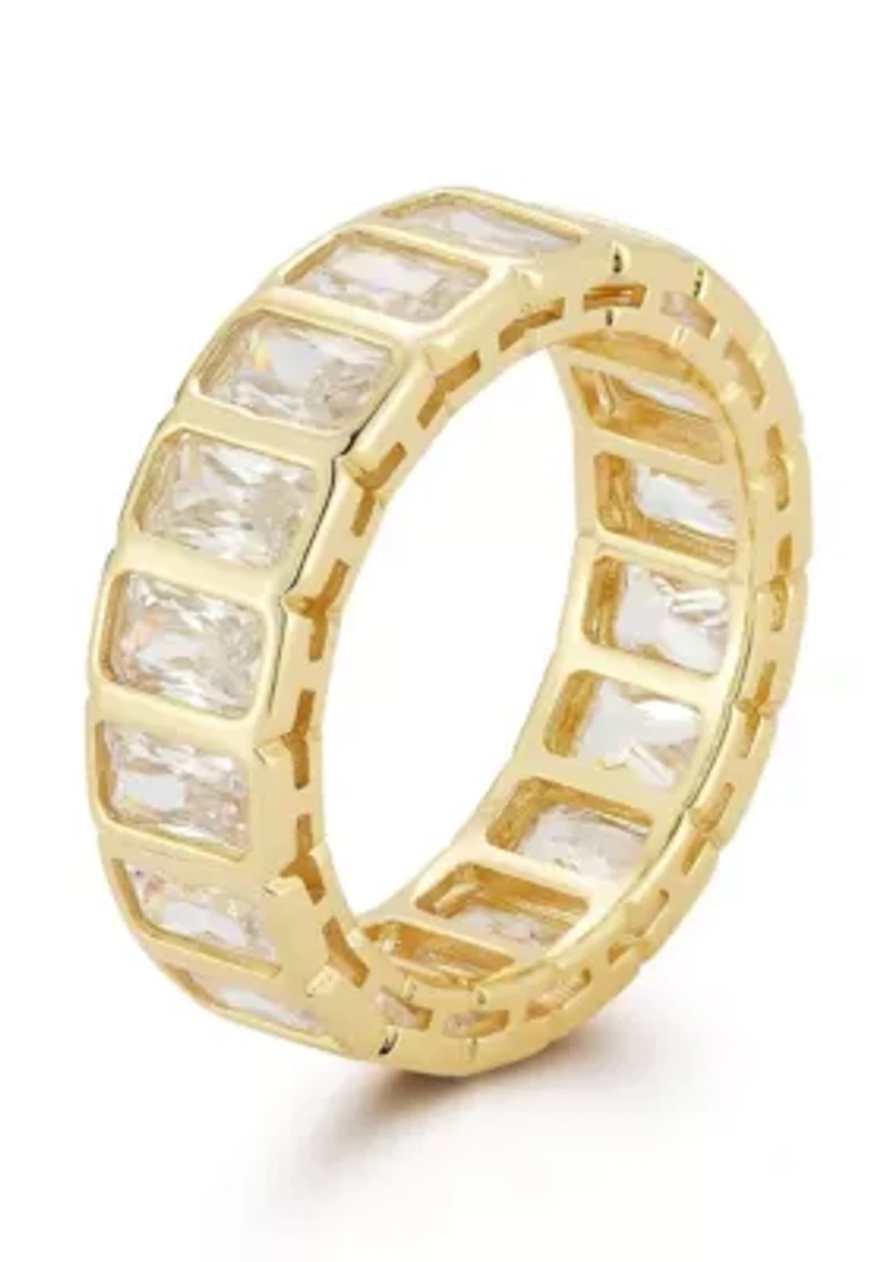 Sterling Silver Radiant Cut Cubic Zirconia Eternity Band Ring