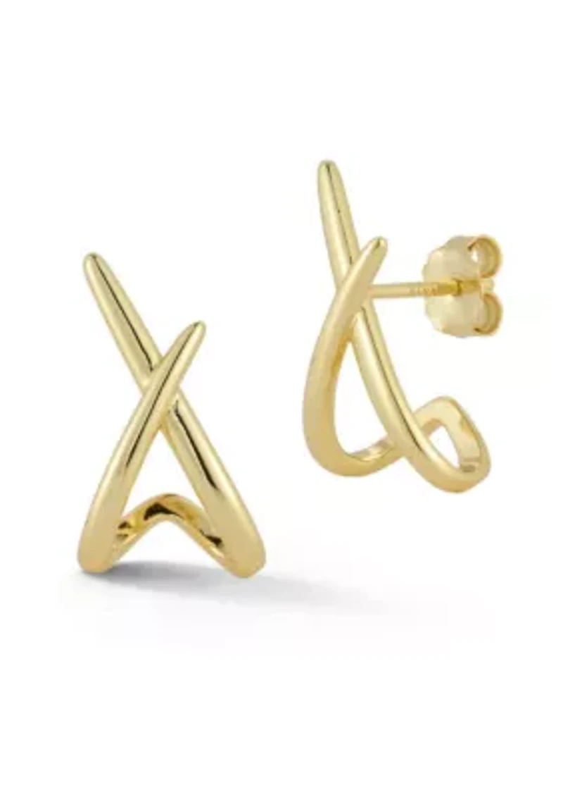 Sterling Silver Crossover X J-Hoop Studs