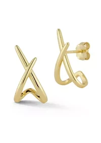 Sterling Silver Crossover X J-Hoop Studs