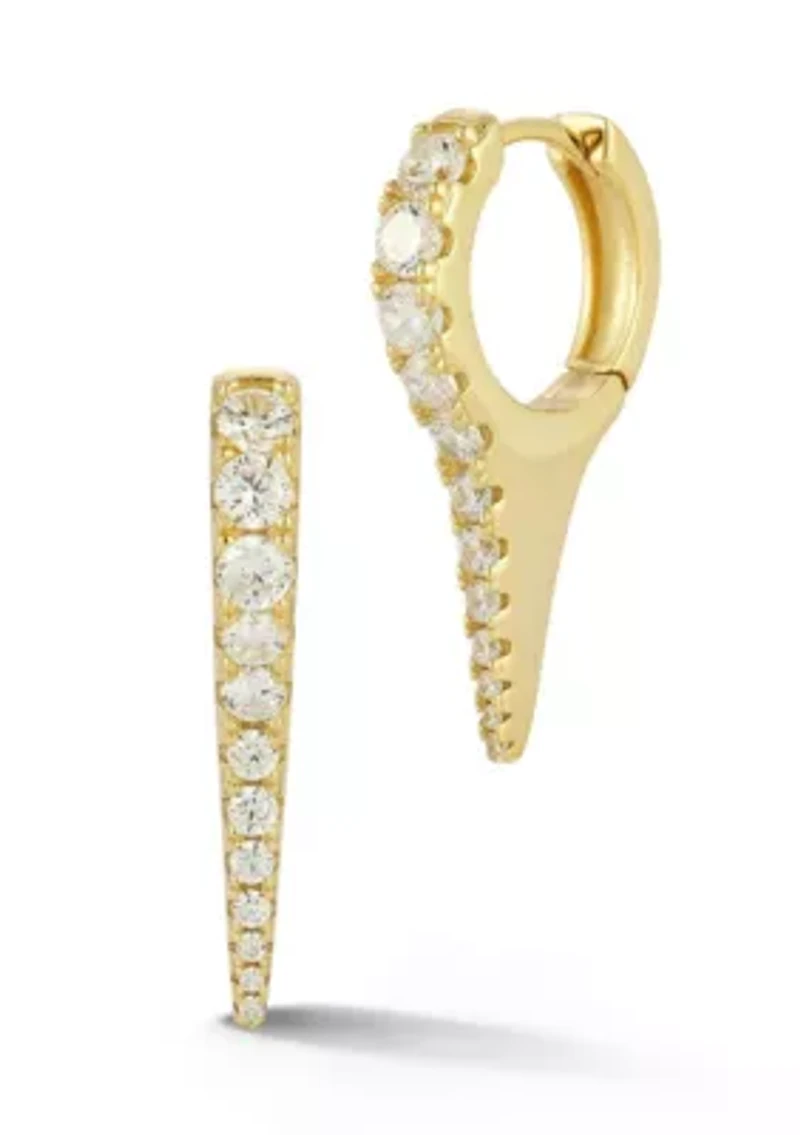 Sterling Silver Cubic Zirconia Spike Hoop Earrings