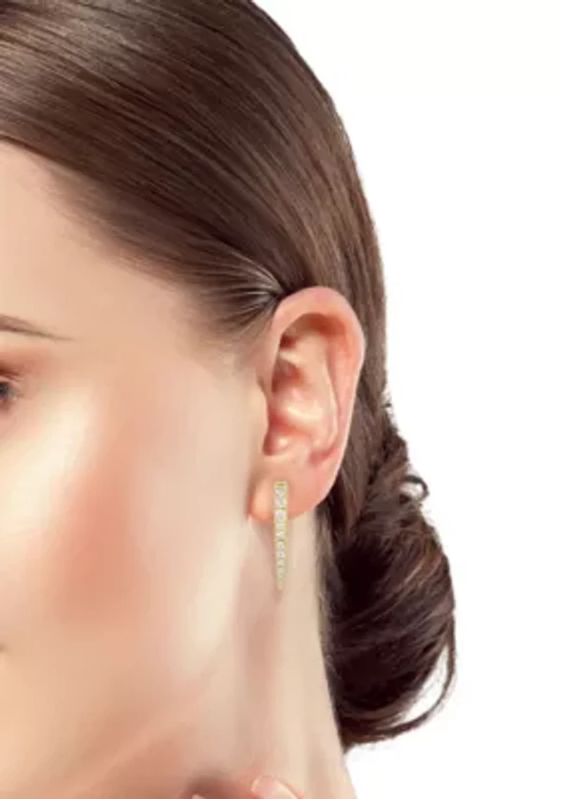 Sterling Silver Cubic Zirconia Spike Hoop Earrings