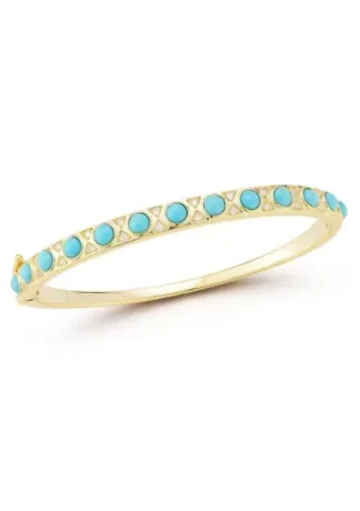 Sterling Silver Lab Created Turquoise and Cubic Zirconia Bangle