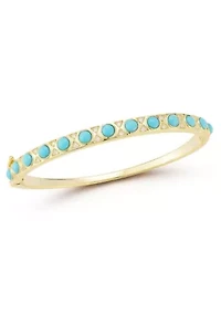 Sterling Silver Lab Created Turquoise and Cubic Zirconia Bangle