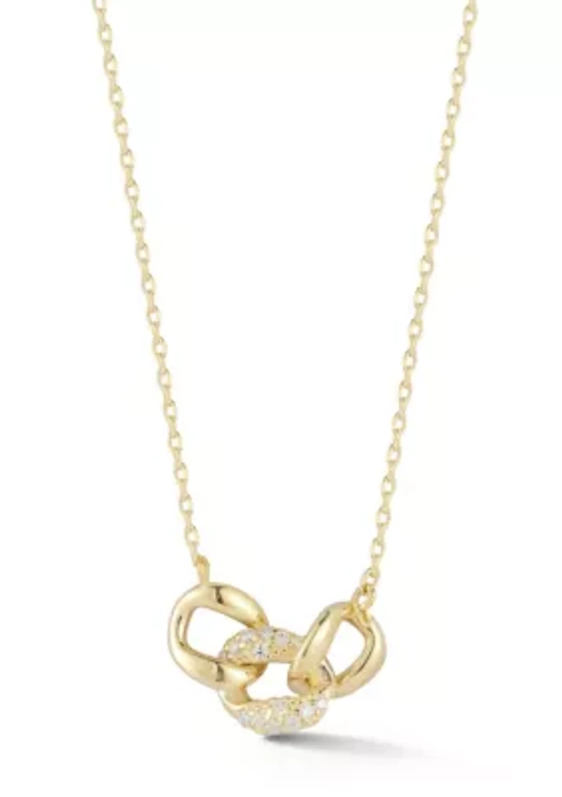 Sterling Silver Cubic Zirconia Triple Link Necklace