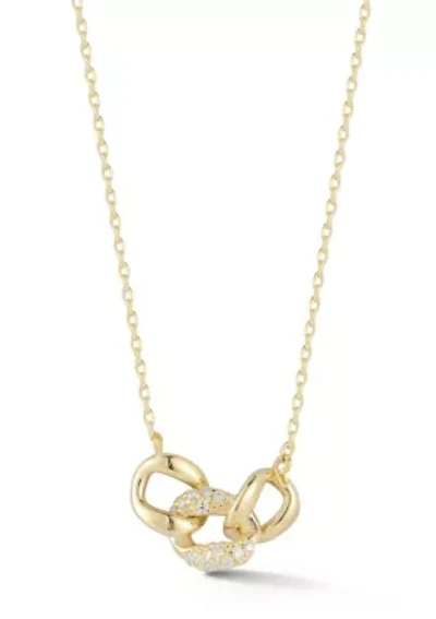 Sterling Silver Cubic Zirconia Triple Link Necklace