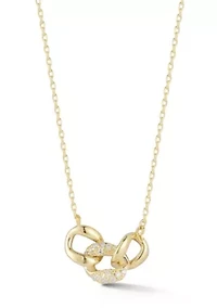 Sterling Silver Cubic Zirconia Triple Link Necklace