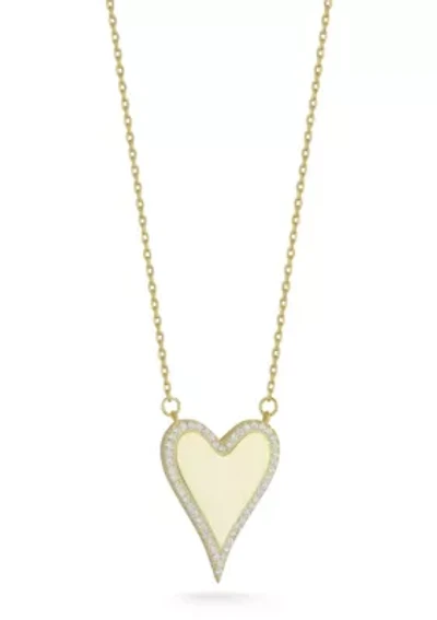 Sterling Silver Cubic Zirconia Halo Heart Pendant Necklace