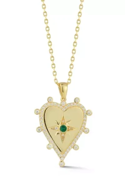 Sterling Silver Cubic Zirconia Star Heart Pendant Necklace