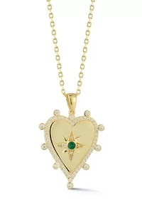 Sterling Silver Cubic Zirconia Star Heart Pendant Necklace