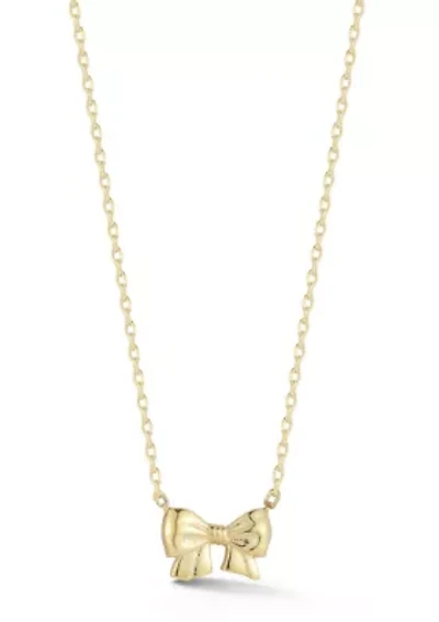 Sterling Silver Dainty Bow Pendant Necklace