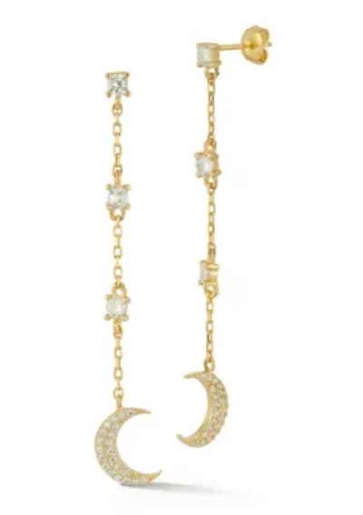 Sterling Silver Cubic Zirconia Moon Drop Earrings