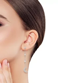 Sterling Silver Cubic Zirconia Moon Drop Earrings