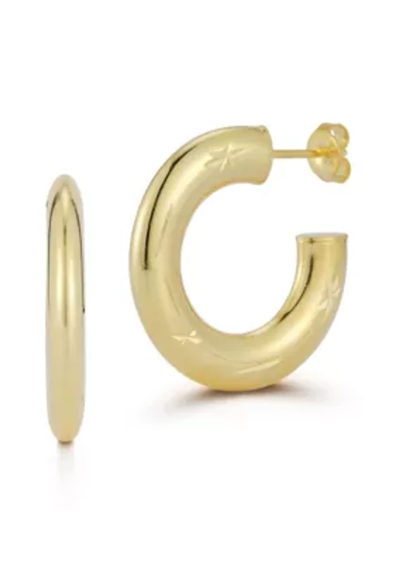 Sterling Silver Flattened Star Hoop Earrings