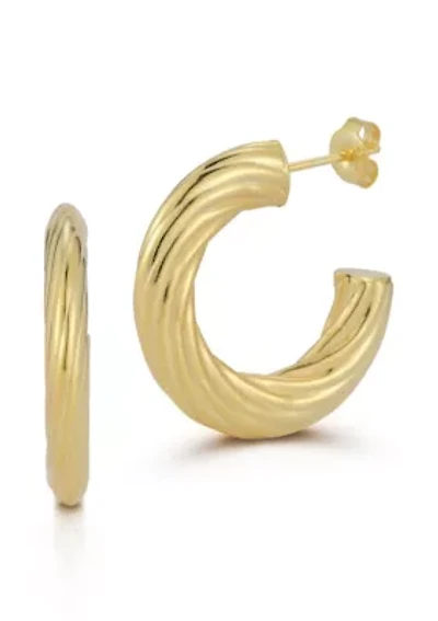 Sterling Silver Bold Flattened Twist Hoop Earrings