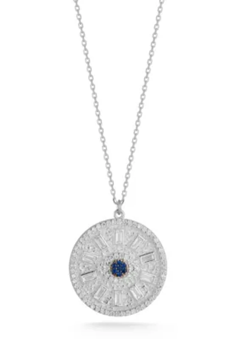 Sterling Silver Cubic Zirconia Eye Medallion Necklace