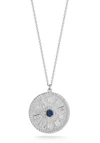 Sterling Silver Cubic Zirconia Eye Medallion Necklace