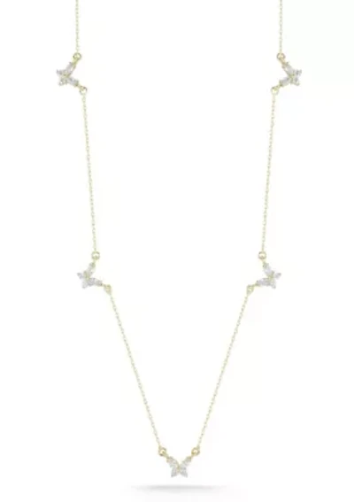 Sterling Silver Cubic Zirconia Mini Butterfly Station Necklace