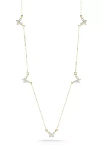 Sterling Silver Cubic Zirconia Mini Butterfly Station Necklace