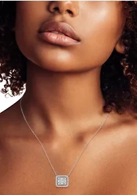 Sterling Silver Cubic Zirconia Illusion Pendant Necklace