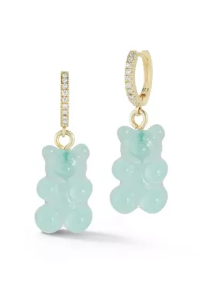 Sterling Pave Bear Huggie Hoop Earrings