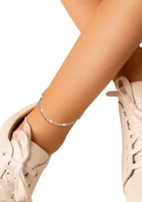 Sterling Silver Baguette Cut Cubic Zirconia Curb Chain Anklet