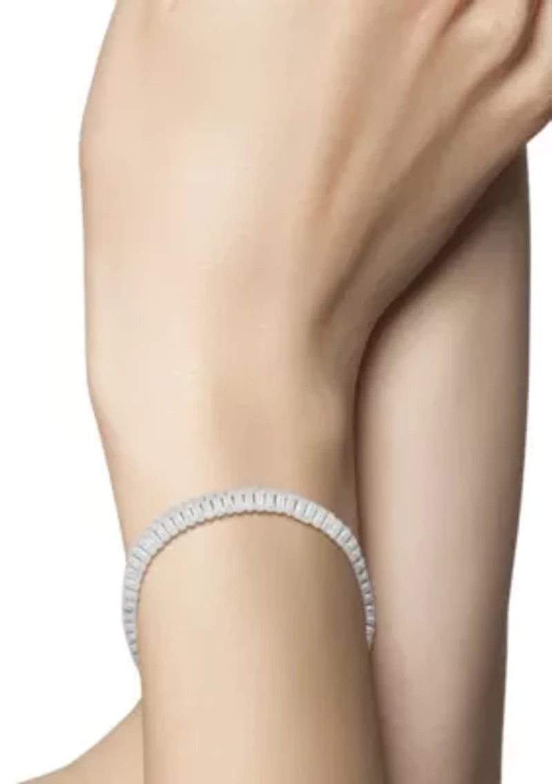 Sterling Silver Baguette Cut Cubic Zirconia Tennis Bracelet