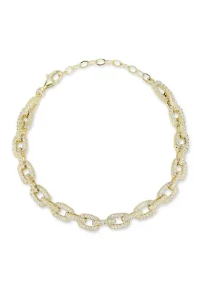 Sterling Silver Pave Chain Link Bracelet