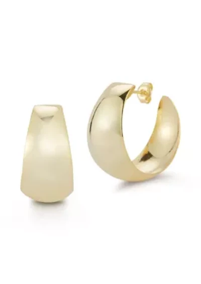 Sterling Silver Bold Wide Hoop Earrings