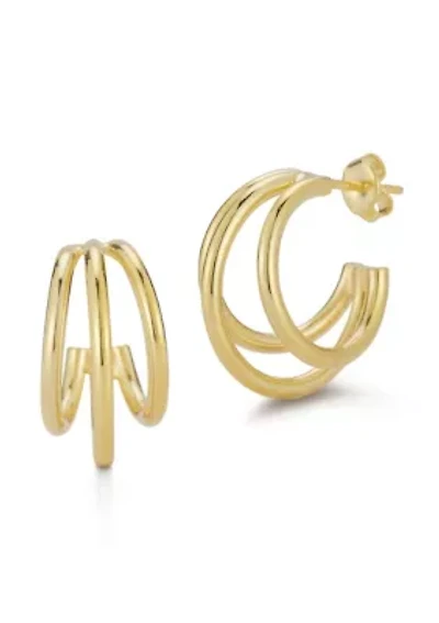 Sterling Silver Triple Ring Hoop Earrings