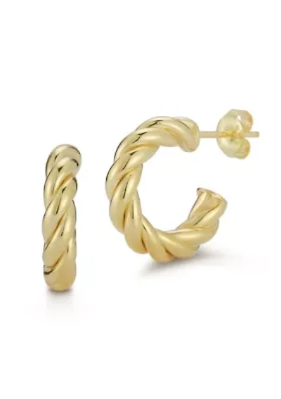 Sterling Silver Twist C Hoop Earrings