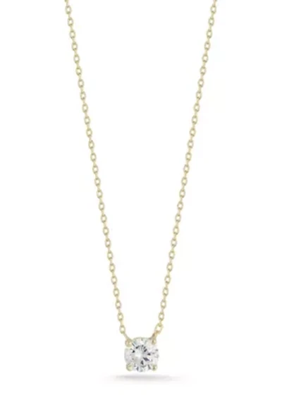 Sterling Silver Round Cubic Zirconia Solitaire Necklace