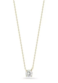 Sterling Silver Round Cubic Zirconia Solitaire Necklace