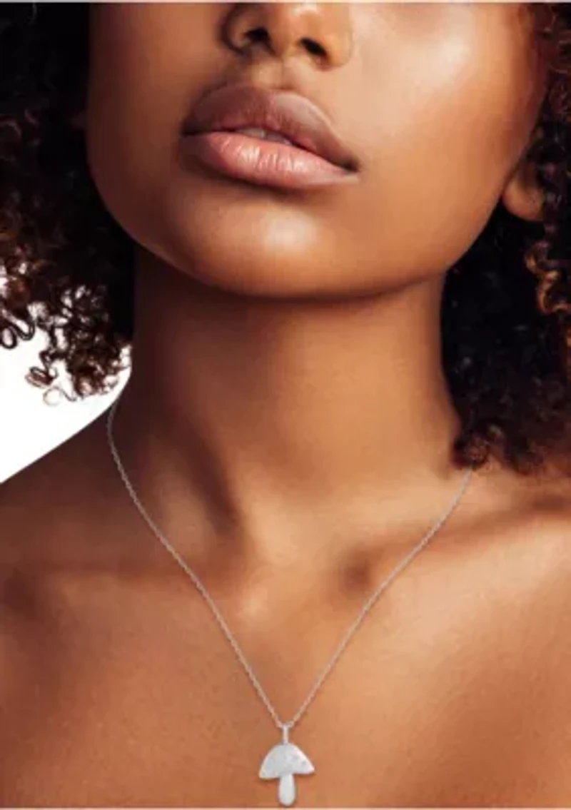 Sterling Silver Cubic Zirconia Mushroom Pendant Necklace