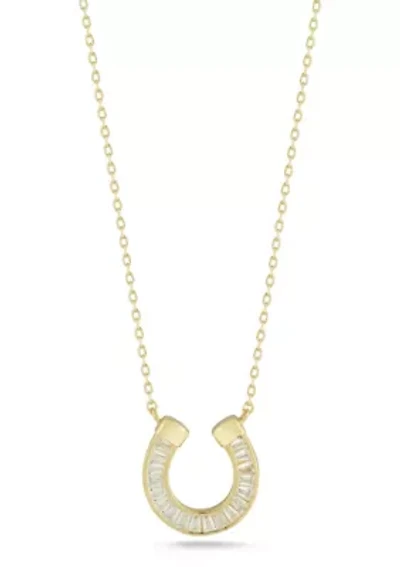 Sterling Silver Cubic Zirconia Horseshoe Pendant Necklace