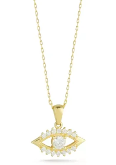 Sterling Silver Cubic Zirconia Eye Pendant Necklace