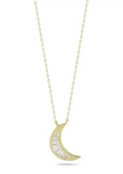 Sterling Silver Cubic Zirconia Moon Pendant Necklace