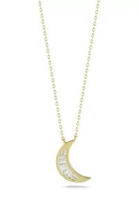 Sterling Silver Cubic Zirconia Moon Pendant Necklace