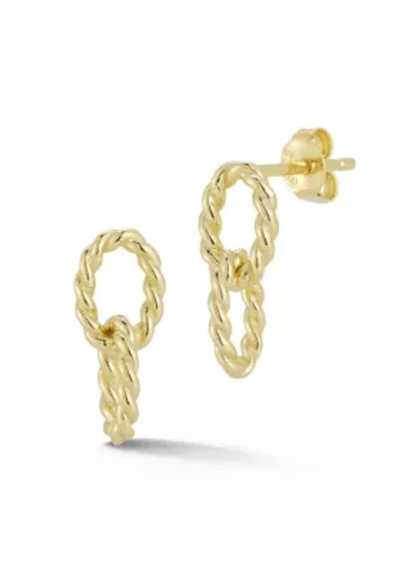 Sterling Silver Mini Rope Link Drop Earrings