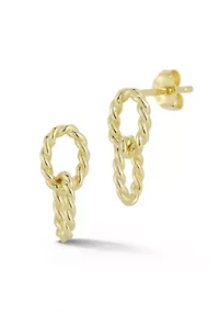 Sterling Silver Mini Rope Link Drop Earrings