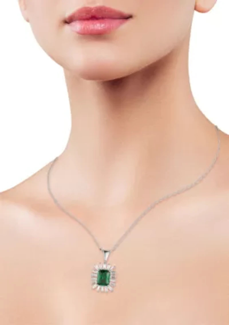 Sterling Silver CZ Daisy Pendant Necklace