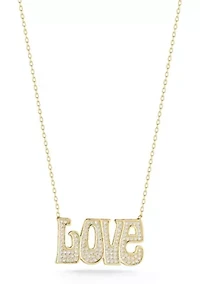 Sterling Silver Pave "Love" Pendant Necklace