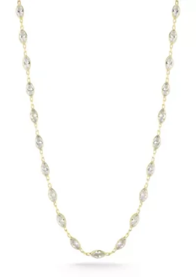Sterling Silver Marquise Cut CZ Choker Necklace