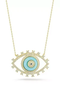 Sterling Silver CZ Evil Eye Statement Pendant Necklace