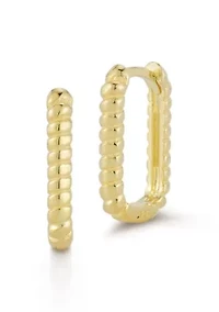 Sterling Silver Square Oval Twist Hoop Earrings