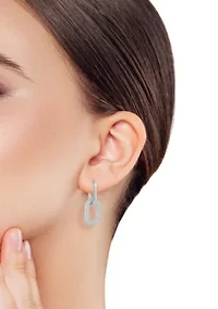 Sterling Silver Cubic Zirconia Oval Link Drop Earrings
