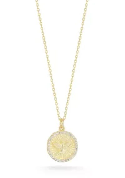 Sterling Silver Cubic Zirconia Bird Medallion Necklace