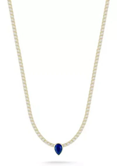 Sterling Silver Pear Cut CZ Tennis Necklace