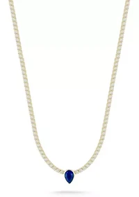 Sterling Silver Pear Cut CZ Tennis Necklace