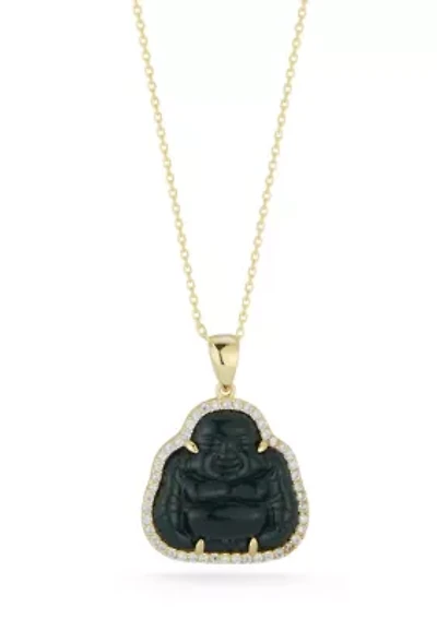 Sterling Silver CZ Buddha Pendant Necklace